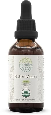 HerbEra Bitter Melon, Concentrated Liquid Drops for Digestive & Vitality Support, Momordica Charantia Dried Fruit, Alcohol-Free Bitter Tincture, Vegan (2 fl oz)