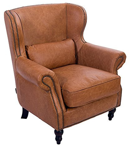 Vintage Line Loungesessel Studley Columbia Brown Leder Ledersessel Sessel Lehnsessel Fernsehsessel Relaxsessel