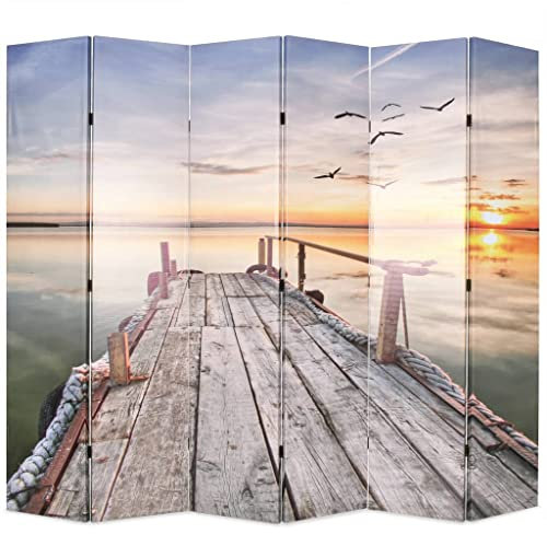 vidaXL Raumteiler klappbar 228x170cm See mit Steg Paravent Spanische Wand