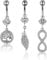 OIDEA Lot de 3 piercings de nombril en acier inoxydable chirurgical et zircone - Arbre de vie - Motif infini - Argenté