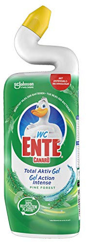 WC-Ente Total Aktiv Gel, Flüssiger WC-Reiniger, mit Entenhals-Technologie, antibakteriell, Toilettenreiniger, Pine Forest, 2 x 750 ml