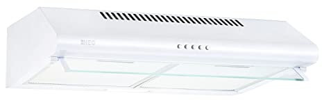 NEG Dunstabzugshaube NEG15-ATRW (weiß) Edelstahl-Unterbau-Haube (Abluft/Umluft) und LED-Beleuchtung (60cm) Unterschrank- oder Wandanschluss