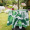 3E Home Nappe d'extérieur avec trou de parasol - Imperméable - Pour jardin, terrasse, table ronde avec fermeture éclair - Pour pique-nique et fêtes en plein air - 132 cm - Feuille de palmier