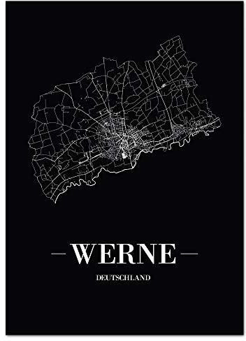 JUNIWORDS Stadtposter - Wähle Deine Stadt - Werne - 21 x 30 cm Poster - Schrift A - Schwarz
