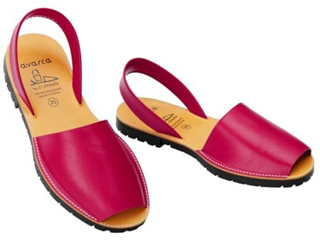 Flache Sandalen Damen Avarcas Menorquina Sandalen flache Sandalen Echtleder Damen rosa pink 39