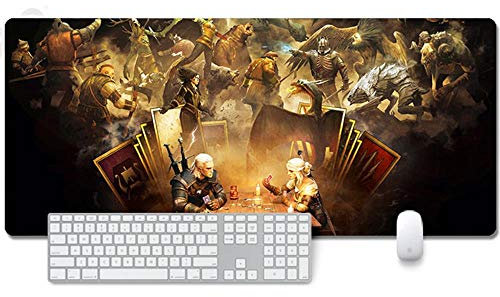 Witcher 3 Tapis de Souris XXL 900x400mm Hydrorésistant Anime Mouse Pad Grand Tapis de Souris Gamer avec Base en Caoutchouc Anti-Glissant Surface Texturée pour Ordinateur et PC, R