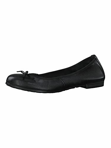 MARCO TOZZI Ballerine Donna in Pelle con Fiocco, Nero (Schwarz 1), 38 EU