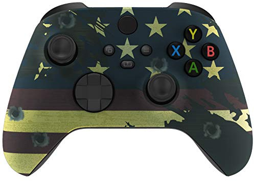 eXtremeRate Front Gehäuse Hülle für Xbox Series X&S Controller, DIY-Ersatz Grips Case faceplate Skin Shell Zubehör für Xbox Core Controller(US Flagge)-Kein Controller