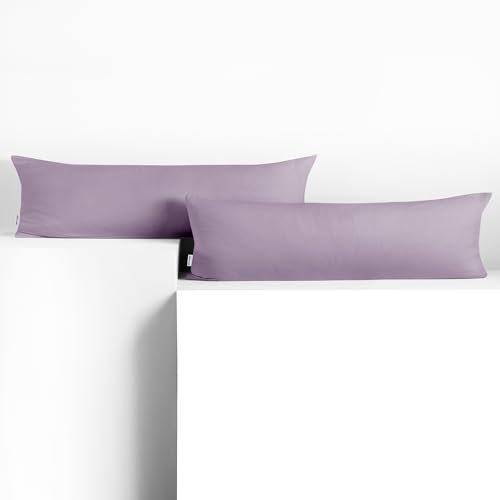 DecoKing 2 Kissenbezüge 20x120 cm Jersey 100% gekämmte Baumwolle Reißverschluss violett Amber