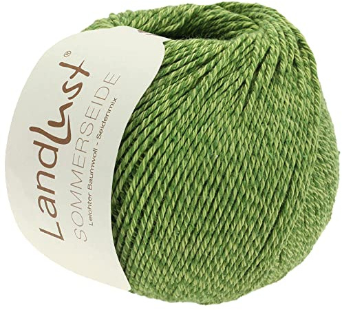 LANA GROSSA Landlust Sommerseide | Feines & leichtes Baumwoll-Seidengarn | Handstrickgarn aus 50% Seide & 50% Baumwolle | 50g Wolle zum Stricken & Häkeln | 170m Garn FB 31