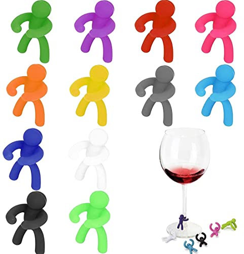 Weinglas Mark 12 Stück Glasmarkierer Weinglasmarker Kreative Markierung Gläser Wein Glas Marker Buntes Wiederverwendbare Weinglas Glasmarkierung für Party Weinglas Zur Ldentifizierung UndDekoration