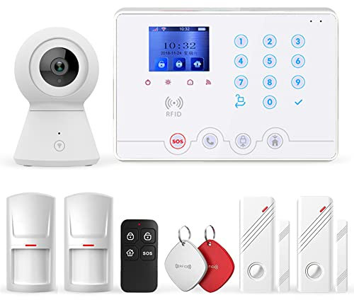 Wolf Guard 4G + WiFi Dual Netzwerk Smart Home Alarmanlage mit 1080p Wireless WiFi Kamera, Tuya Smartlife APP Fernbedienung, RFID (W4Q-KIT3)