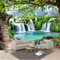 Photo Papier Peint Cascade escaliers paysages 3D Intissé Décoration Murale XXL Poster Trompe l oeil Tableaux Muraux pour Salon Chambre Toile de Fond Mur 300x210cm