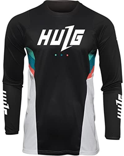 HULG Magliette da Ciclismo da Uomo, T-Shirtlungo, Top Abbigliamento Maglie da Ciclismo,Camicia da Mountain Bike/MTB,Traspirante E Assorbente dal Sudore, Asciugatura Rapida (Style-01,L)
