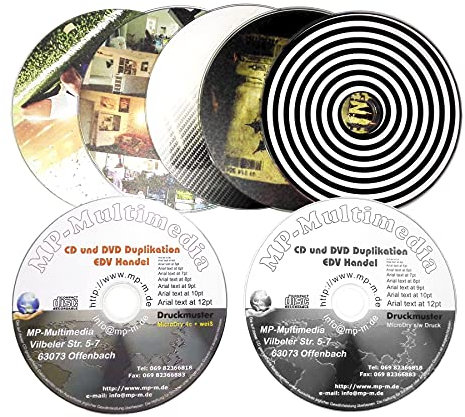 Nach Wunsch Bedruckte CD-R Glossy Weiß 80min/700 MB | Wisch- und Kratzfester UV-Druck Farbig Direkt auf Rohling Oberfläche - 50 Stück