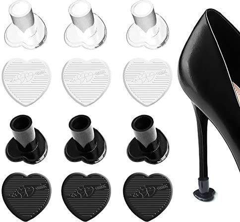 SooGree High Heel Cap Protectors & Heel Repair Caps Covers for High Heel Shoes Women,Anti-Rutsch and Protecting from Bricks, Heart Shaped, 6 Pairs