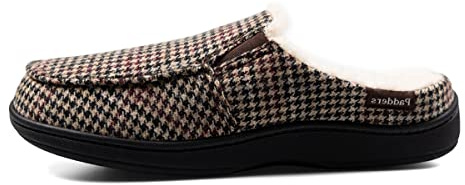 Padders Tom Mens Wide Fit Slip on Memory Foam Slippers - Soft Textile Upper and Open Back Design with Wide G Fitting for Extra Room and Ultimate Comfort