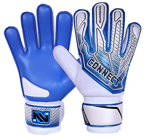 CONNECT Kinder-Fußball-Torwarthandschuhe mit Super Grip Latex-Torwarthandschuhe Kinder, Jungen & Mädchen, Junior, Fußball-Torwarthandschuhe, für Training (Cyan, 4)
