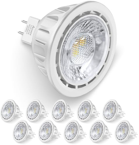 Aovpex 10 Pack Dimmable MR16 LED Bulbs, 12V 5W(50-Watt Equivalent), 3000K Warm White, GU5.3 Bi-Pin Base, 40-Degree, Indoor/Outdoor Landscape Spotlight Track Recessed Lighting