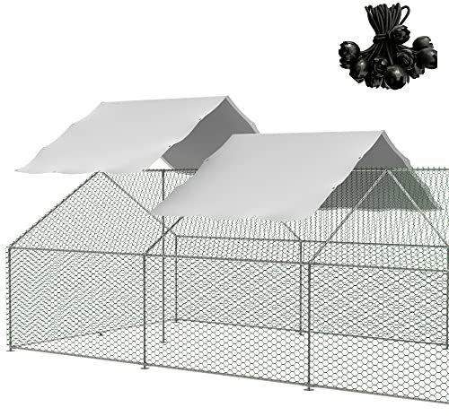Metall-Hühnerstallabdeckung für den Außenbereich mit 44 Kugel-Bungees-Kordeln, für große begehbare Hühnerstall, wasserdichte Abdeckung, Zaun, Hühnerkäfige, 30 cm L x 16 cm B (nur Abdeckung, Rahmen