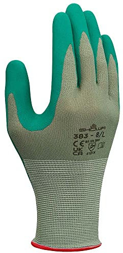 SHOWA 383 Guanti da lavoro biodegradabili in nitrile EBT per uso generico, con fodera in poliestere, XL (confezione da 12 paia)