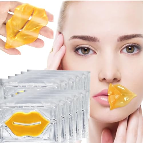 Nielies 24K Golden Hydrating Lip Mask Patches, Korean Skincare, Plumping Treatment, 30 Pieces (Gold)