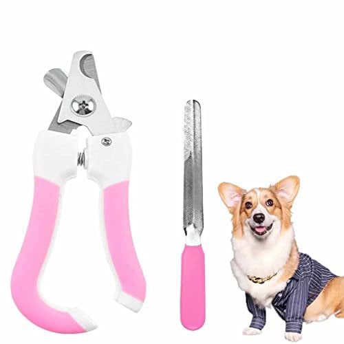 Dog Nail Clippers Pets Nail Clippers and Trimmer Professional Pet Nail Clipper with Non Slip Handles for Large and Medium Breed Dog Pet Protective Guard to Avoid Over Cutting - Pink