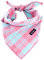 Gofshy Frühling Hundehalstuch für kleine Hunde, lebendige Farbe, rosa, grün, kariert, verstellbar, Taschentuch, Zubehör für kleine Hunde und Katzen (S)