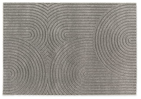 DomDeco Teppich MANOAH im modernen Stil - extravaganter Kurzflor für Wohnzimmer/Schlafzimmer/Esszimmer, Kunstfaser Grau 120 x 170 cm