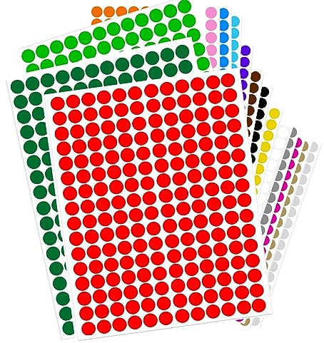 3264 Stück Runde Klebepunkte 10mm selbstklebende Punktaufkleber 16 Farben Farbkodierung Etiketten Markierungspunkte für Büro, Familie, Schule, Kinder, Freizeit