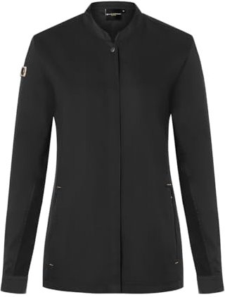 Karlowsky Damen Kochjacke Green-Generation Druckknöpfe Modern Fit Polyester/Baumwollmix Oeko-TEX® nachhaltig Schwarz - Größe 36