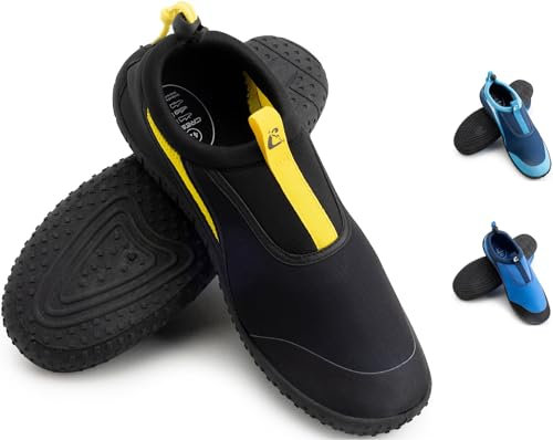 Cressi Coco Shoes - Aquashoes Unisex Adult Designed for Water Sports and Comfortable Walking in Humid Environments, Sea and Beach, Black/Yellow, 44 EU/9.5 UK