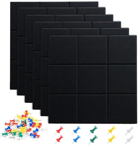 Große Filz Pinnwand, 30x30cm Filzboard Memotafeln, Selbstklebend, Mit 35 Pinnnadeln, Memo Boards Bulletin, Für Foto Hängen Und Heimdekoration, Schwarz, 6 Stück