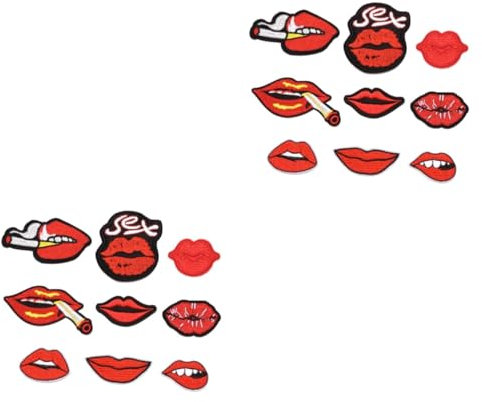 EXCEART 18 Stk t shirts sauf tshirt fadenvorhänge Rucksack-Tasche Aufnäher für Jacken Jeans handtasche Kleiderflicken Kleiderapplikationen Patch Denim-Tasche Großer Mund schmücken Kleidung