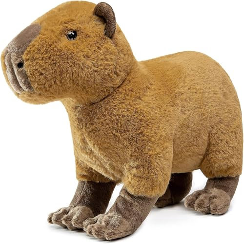 Tiny Heart Capybara Stofftier Plüschtier 45cm/18” realistisches Wasserschwein Plüschtier schönes Tier niedliche und weiche Geschenke Plüsch-Capybara für Kinder Jungen und Mädchen Spielzeug braun