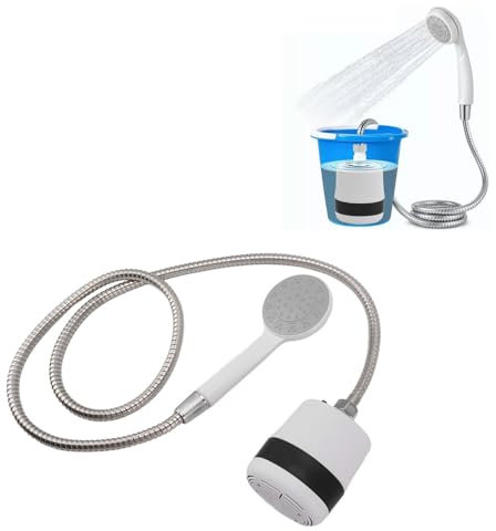 Topyond Campingdusche,Tragbare Campingdusche Mit Starker Saugkraft Und 1.5 M Langem Schlauch,Batteriebetriebene Außendusche Zum,Aussendusche Für Garten, Strand,Haustier,Autowaschen
