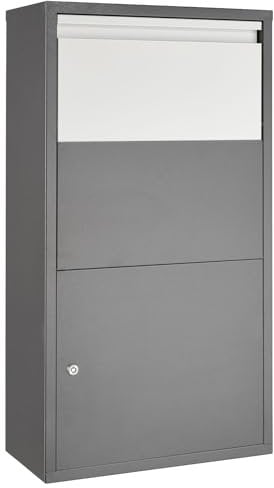 tectake® Buzón Exterior XXL, Buzón para Paquetes y Cartas, Cerradura de Cilindro Antirrobo con 2 llaves, Buzón Correos Premontado, Chapa de Acero, Robusto, Espacioso, 44x22x82 cm, Entrega sin Contacto