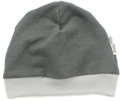 Kleine Könige Mütze Baby Jungen Beanie · Modell Uni jeansjersey grau, hellgrau · Ökotex 100 Zertifiziert · Größe 62/68