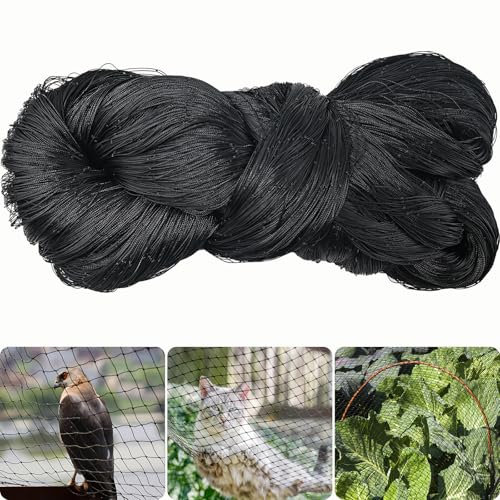 MAILEKT Red de protección para pájaros de 10 x 10 m, color negro, red para plantas, resistente al desgarro, red de protección para aves de corral (agujeros grandes, tamaño de malla 5 x 5 cm)