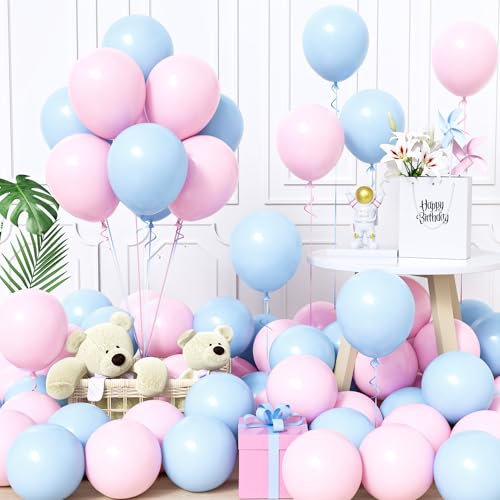 Unisun Palloncini Rosa e Blu, 60Pezzi 12Pollice Palloncino Rosa Blu Pastello Macaron Ragazza Ragazzo Bambino Baby Shower Genere Rivelare Battesimo Compleanno Matrimonio Fidanzamento Laurea Decorazione
