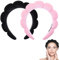 Catelves Bubble Skincare Haarreif, 2 Stück Skincare Haarband Samt, Make up Haarband, Aesthetic Skincare, Abschmink Haarband,Haarreifen Damen für Gesichtsreinigung, Abschminken, Dusche (Schwarz, Rosa)