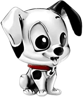Lkwidi Charme 101 Dalmatians Patch Dog Charms Anhänger 925 Sterling Silber Charm Pendant für Europäische Armbänder und Halsketten