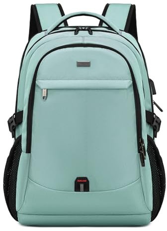 DUSLANG 17 Inch Laptop Backpack for Travel Water Resistant College Backpack for Men with USB Charging Port,Green