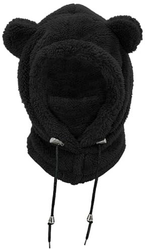 NLAND Wintermütze Kinder Sturmhaube Jungen Mädchen 3-8 Jahre Warmen Schlupfmütze mit Schal Schalmütze Kapuzenschal Skimütze(Schwarz)