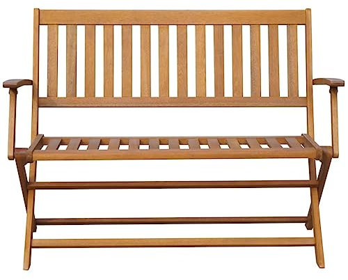 HETFTJN Esszimmerbank Gartenbank Lounge Sessel Outdoor Garderobenbank - Gartenbank 120 cm Massivholz Akazie für Terrassen Garten Park Balkon