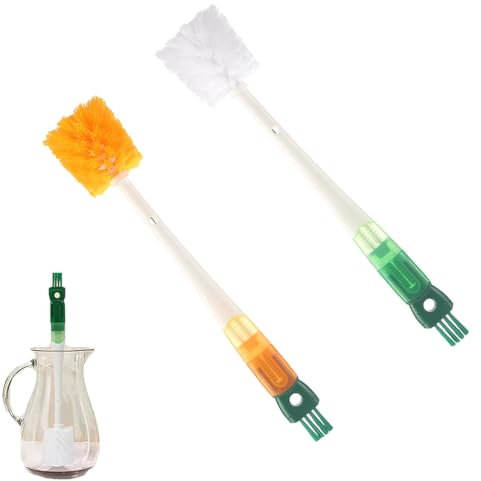5-in-1 Flaschenbürste, 2 Pcs Multifunctional Water Bottle Cleaning Brush, Flaschenbürste Lang mit Griff, Bottle Brush Flaschenreiniger mit Spaltreinigungsbürste für Trinkflaschen Glasflasche