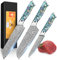 BILLION DUO Damastmesser-Set, Damast Kochmesser Profi Messer, 3-Teilig Scharfes Küchenmesser Messer aus Kiritsuke Messer, Santoku Messer,Allzweckmesser mit Kunstharz &Perlmuttplatten Handgriff