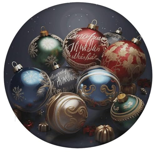 SKTNBM Rundes Sitzkissen aus Memory-Schaum, mit Weihnachtskugeln, abnehmbares Kissen, weiches, bequemes Sitzkissen für Wohnzimmer, Esszimmer, Büro