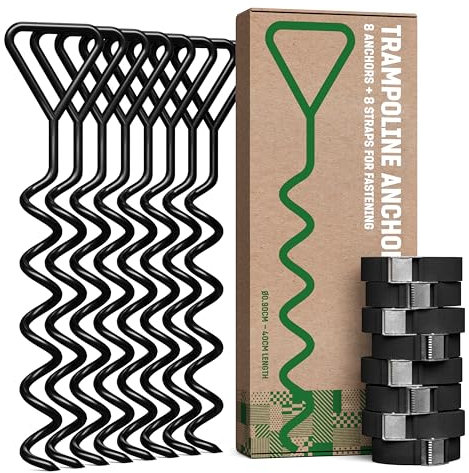 GardenGloss Bodenanker Trampolin Set (8 Stück) – 40cm Robuste Erdanker für Trampolin – Schraubanker zum Eindrehen zur sicheren Befestigung im Boden