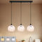 JHYPVII Pendelleuchte Esstisch Glas 3 Flammig, Dimmbar 3000k-6500k Hängelampe Wohnzimmer Höhenverstellbar, E27 Esstischlampe Hängend mit Rosa und Weiße Punkte Glaskugel Schirm für Küche(Rosa)